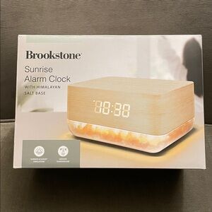 Brookstone Sunrise Alarm Clock with Himalayan Salt Base Novelty Table Lamp